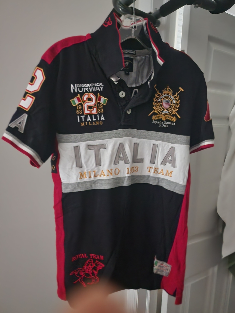 Geographical Norway Italia Milano Team Polo Shirt - Black & Red